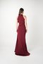 Crystal Fabric Halter Neck Evening Dress - Bordo - 5