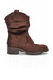 Women's Coffee-Colored Suede Western Boots with Fleece-Lined, Ruched Detail, Women's Heeled Boots 667309