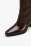 Women's Coffee-Colored Patent Leather Square-Toe Knee-High Boots with Center Seam Detail - 4