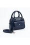 Women's Navy Blue Soft Leather Clutch Bag and Shoulder Bag with Silver Accents, 18x13 cm GEN01 - 3