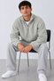 Men's Oversized Long-Sleeved Gray Fleece with Half-Zip - 4