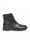 Black Leather Boots with Buckle Detail and Fleece-Lined Interior 636203
