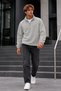 Men's Zip-Up Mock Neck Fleece-Lined Sweatshirt in Gray - 2