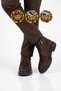 Coffee-Colored Nubuck Lace-Up Zip-Up Genuine Leather Men's Classic Boots 600542 - 3