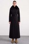 Detachable Fur-Trimmed Belted Gabardine Suede Trench Coat BLACK 6924 - 4