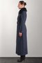 Detachable Fur-Trimmed Belted Gabardine Suede Trench Coat, NAVY BLUE 6924 - 5