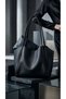 Women's Black Soft Leather Shoulder Bag, 30x25 cm, with Extra Makeup Pouch GEN01 - 3