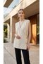 MODAL SLEEVELESS VEST WITH LACE DETAILS, STYLISH LEAF BROOCH, AND CURVED COLLAR (76 CM)