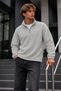 Men's Zip-Up Mock Neck Fleece-Lined Sweatshirt in Gray