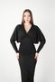 Glittery Fcuro Fabric Bat Sleeve Dress - Black - 3