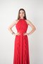 Chiffon Fabric Halter Neck Dress with Flounce Detail - Red - 3