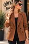 4S WOMEN Women's Double-Breasted Oversized Suede Jacket - 2