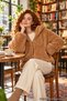 Women's Hooded Plush Jacket, Zippered, Soft-Touch Teddy Coat.