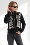 Women's Black Sweatshirt with Button Accents and Zip Detail SWT-19000828 - 3