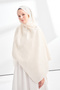 LIORA PATTERNED FLOOR-LENGTH COTTON SCARF - CREAM - 3