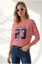 Women's Red 23 Printed Drapey Striped Sweatshirt SWT-19000822