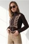 Women's Brown Sweatshirt with Button Accents and Zip Detail SWT-19000828 - 6