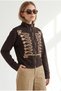 Women's Brown Sweatshirt with Button Accents and Zip Detail SWT-19000828 - 5