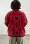 Pink Velvet Embroidered Jacket - Lined with Large Flowers - 3
