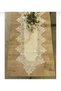 Gülseda Model Cream-on-Cream 5-Piece Linen Tablecloth and Table Runner Set HB006 - 4