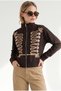 Women's Brown Sweatshirt with Button Accents and Zip Detail SWT-19000828 - 3