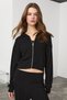 Capella women's stretch fabric zippered crop 3-piece set, black. - 7
