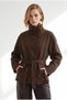 Women's Brown Mock Neck Suede Jacket with Belt Detail and Lining CKT-19000546 - 4