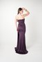 Striped Satin Fabric Shawl Detailed Evening Dress - Patlican Purple - 5