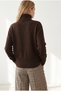 Women's Brown Boat Neck Knit Sweater with Corded Fabric Collar Detail KZK-19001202 - 2