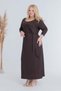 Women's Coffee-Printed, Tie-Detail, Plus-Size, Stretchy Maxi Dress