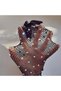 Black Beaded, Diamond-Embellished Fishnet Knit Long Gloves, 45 cm (5496) - 5