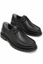 Black Genuine Leather Lace-Up Moc-Toe shoes with a thick sole - 2