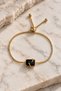 Women's Cube Chain Bracelet with Black Zircon Stones and Adjustable Clasp, Gold Color - 5