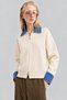 DENIM-TRIMMED KNITTED CARDIGAN - 2