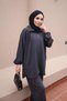 Anthracite Collared Zipper-Front Tunic and Pants Set - 3