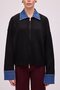 DENIM-TRIMMED KNITTED CARDIGAN - 4