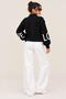 New Season Women's Knit-Sleeve "LOVE" Letter-Detail Button-Front Denim Jacket - 3