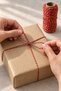Red Gold-Foiled Packaging String, 50 Meters - 2 mm, for Gift Decorating, Crafts, and Packaging - 6