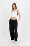 Women's Black Pants with Rolled Hem and Adjustable Waist, Barrel Fit, Loose Fit - H6187 - 6