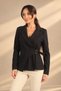 Women's Double-Breasted Jacket with Side Metal Buckles and Single-Sided Pleats - 2