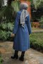 Indigo Checkered Coat with Pockets, Buttons, and a Belt HM2981 - 6