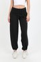 Women's Black Pants with Rolled Hem and Adjustable Waist, Barrel Fit, Loose Fit - H6187 - 7