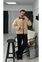 Boxy Jacket with Velvet Collar Detail - 8
