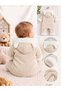 Boys' Welsoft Fleece Winter Onesie: Hooded, embroidered with "Little Lamb" and featuring buttons—Soft, Thick, Beige Baby Onesie - 2