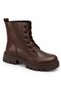 Women's Brown Leather, Wool-Lined, Zip-Up Casual Combat Boots NK0204 - 2