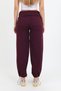 Women's Plum-Colored Rolled Hem Pants with Adjustable Cuffs, Barrel Fit, Loose Fit - H6187 - 5