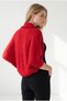 Women's Red Bolero Cardigan with Ruffed Collar and Gold Buttons HRK-19000537 - 2