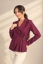 Women's Double-Breasted Jacket with Side Metal Buckles and Single-Sided Pleats - 3