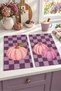 Plum Harvest Pumpkin Purple Checked Pattern Digitally Printed 2-Piece Kitchen Towel Set, 35x55 cm - 8