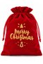 New Year's Gift Pouch, Set of 2, Red Velvet-Look, with "Gold" Lettering, Ruched Closure, 20x25 cm - 5